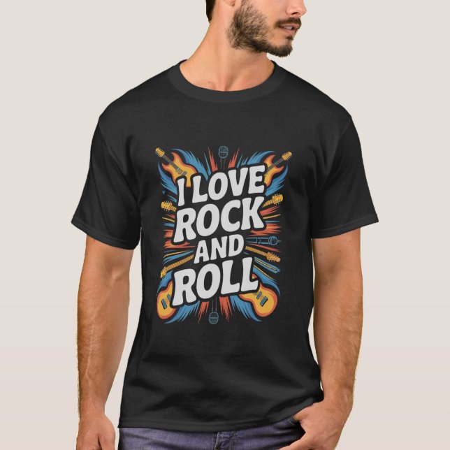 Camiseta I Love Rock And Roll Guitar Explosion (Frente)