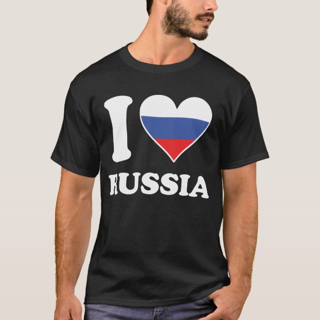 Camiseta I Love Russia Russian Flag Heart funny (Frente)