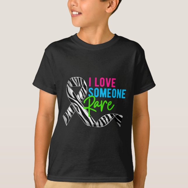 Camiseta I Love Someone Rare Zebra Ribbon - Rare Disease Aw (Frente)