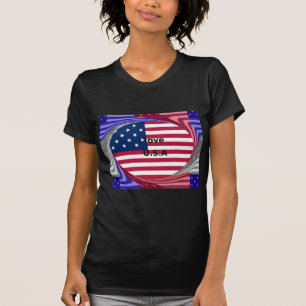 Camiseta I Love U.S.A Swirl: Patriotic Heart Art Impressão
