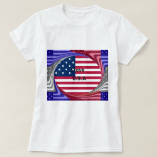 Camiseta I Love U.S.A Swirl: Patriotic Heart Art Impressão