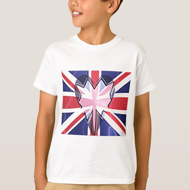 Camiseta "I Love UK" Art Impressão (Frente)