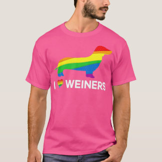 Camiseta I Love Weiners Dachshund LGB Gay Lesbian Pride   A