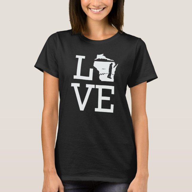 Camiseta I Love Wisconsin Ice Fishing (Frente)