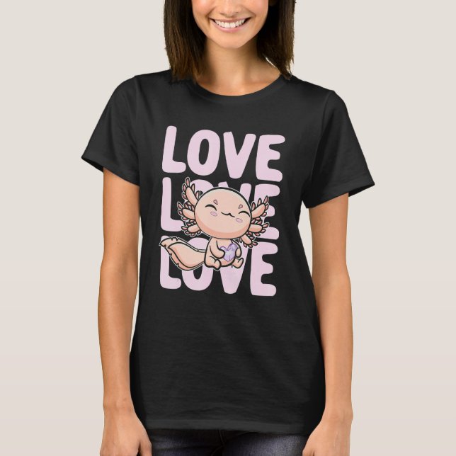 Camiseta I Love You Alotl Axolotl Valentine's Day Heart Her (Frente)