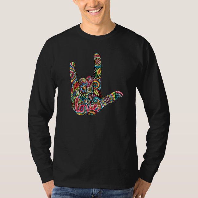 Camiseta I Love You American Sign Language   for Women Men (Frente)