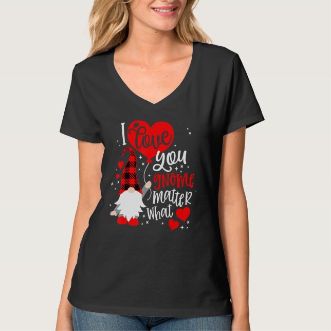 Camiseta I Love You Gnome Matter What Buffalo Plaid Valenti (Frente)