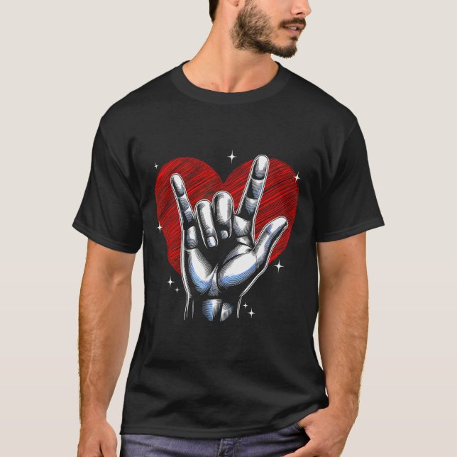 Camiseta I Love You Hand Sign Asl Heart Women Kids Men Vale (Frente)