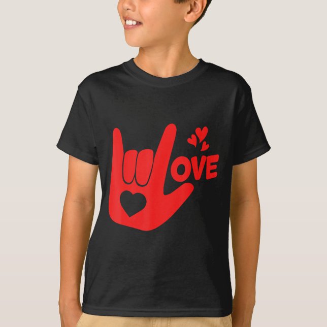 Camiseta I Love You Hand Sign Asl Valentine' Day Funny Wome (Frente)