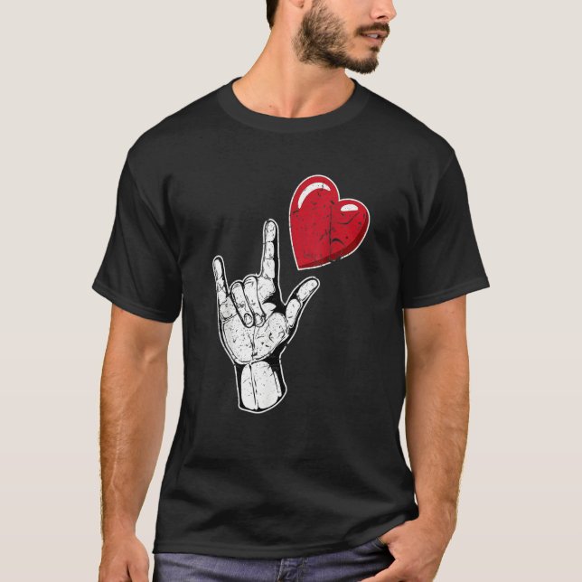 Camiseta I Love You Hand Sign Valentines Day Language_1 (Frente)