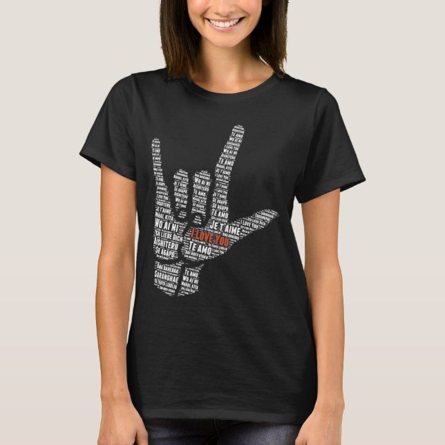 Camiseta I Love You in Different Languages in Love Sign (Frente)