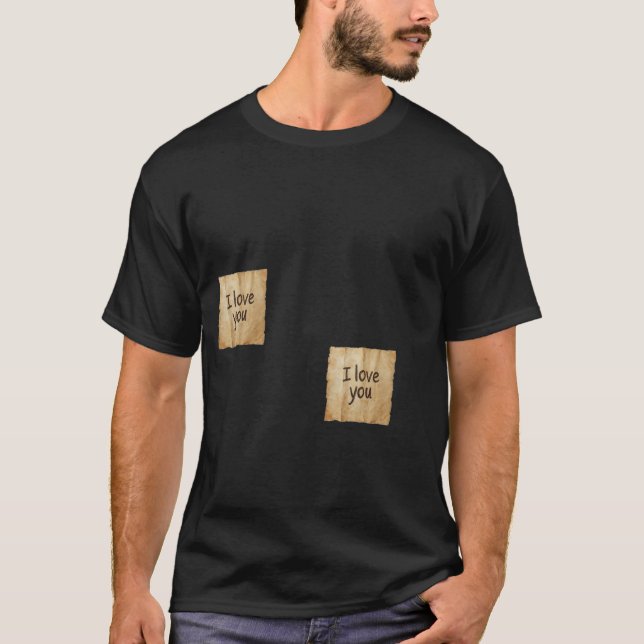 Camiseta "I Love You" Notes Minimalist Black T-Shir (Frente)