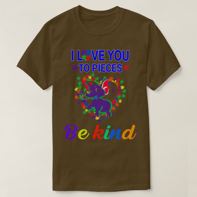 Camiseta I Love You To Pieces Elephant for Autism Awareness (Frente do Design)