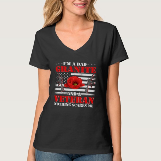 Camiseta I m A Dad Granite And Veteran Nothing Scares Me Fl (Frente)