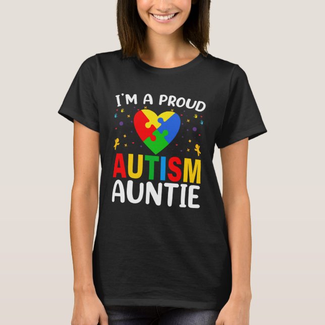 Camiseta I m a Proud Autism Aunt Autism Awareness Puzzle Pi (Frente)
