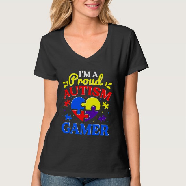 Camiseta I M A Proud Autism Gamer Kids Youth Heart (Frente)
