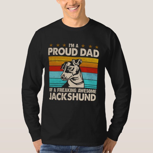 Camiseta I m A Proud Dad Of A Freaking Awesome Jackshund (Frente)