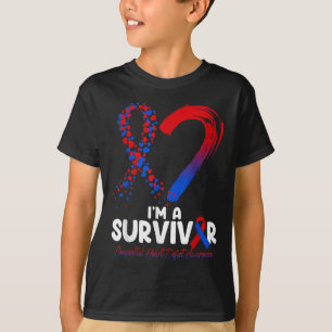 Camiseta I m A Sobrevivência Do Chd A Vermelho & Faixa