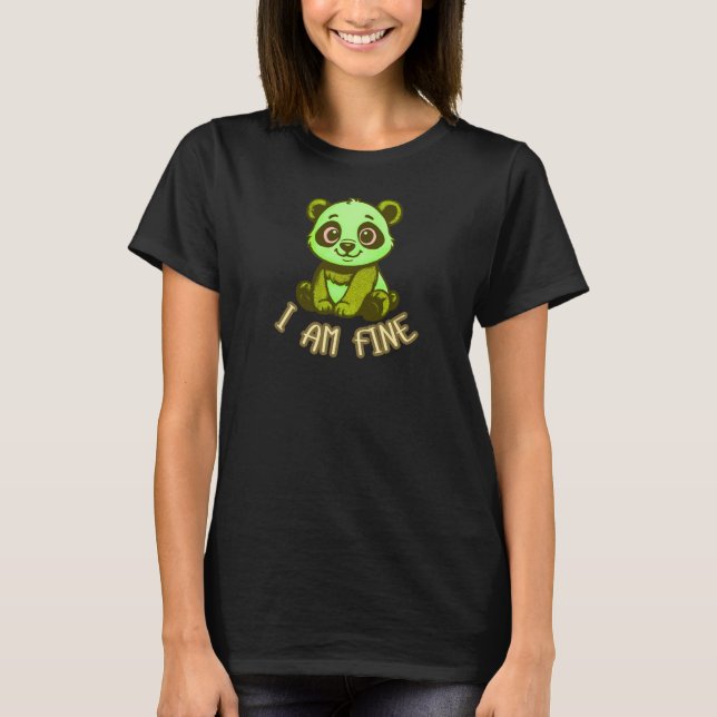 Camiseta I’m Fine Panda Cartoon Relatable Everyday Mood (Frente)