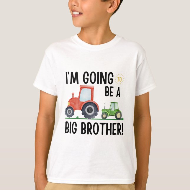 Camiseta I’m Going to Be a Big Brother, Tractor Cute Farm (Frente)