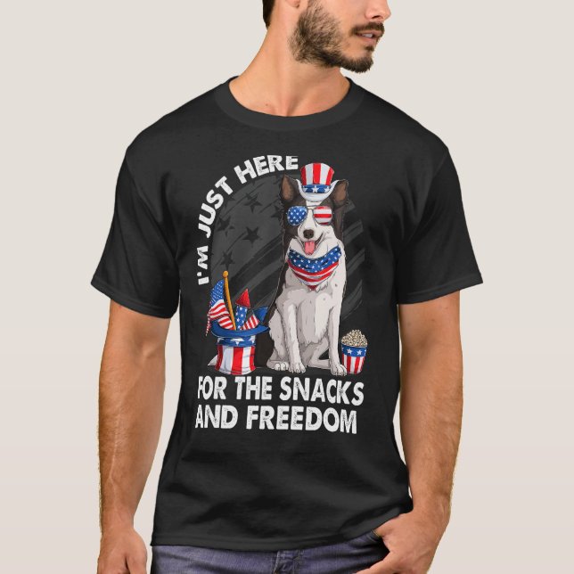 Camiseta I m just here for the snack & freedom border colli (Frente)