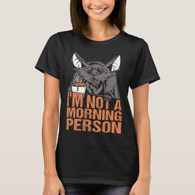 Camiseta I m not a Morning Person Bat Halloween Pumpkin Spi (Frente)