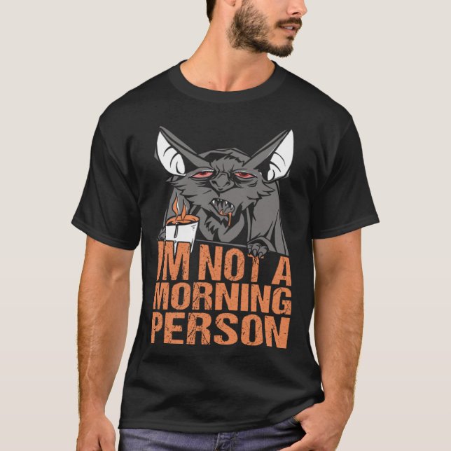 Camiseta I m not a Morning Person Bat Halloween Pumpkin Spi (Frente)