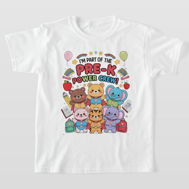 Camiseta "I’m Part of the Pre-K Power Crew!" – Kids (Postura )