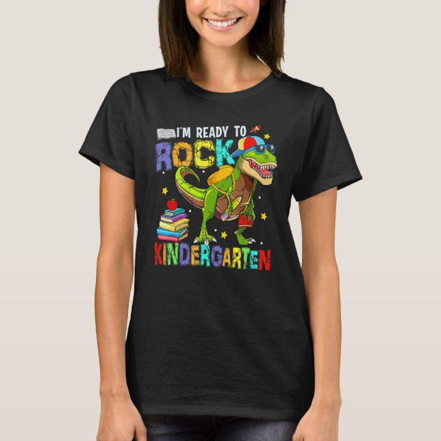 Camiseta I m Ready To Rock Kindergarten Cool Dino Boys Back (Frente)