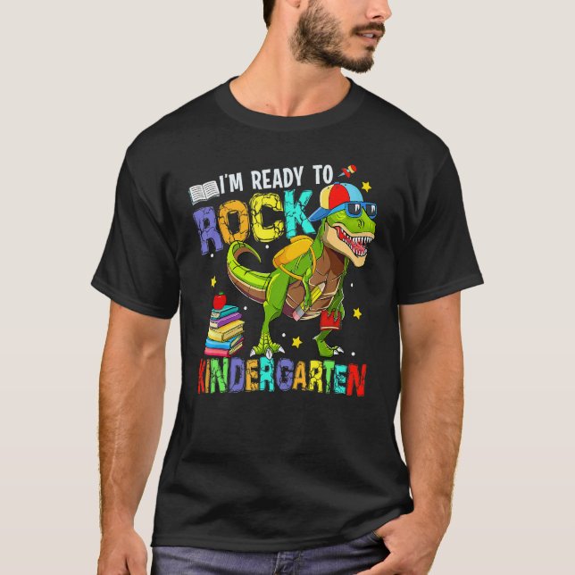 Camiseta I m Ready To Rock Kindergarten Cool Dino Boys Back (Frente)
