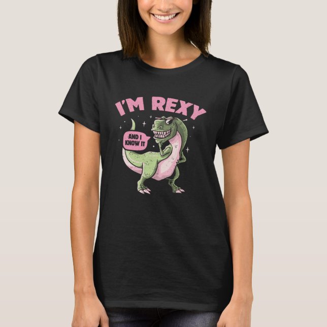 Camiseta I m Rexy And I Know It Summer  Rex Pun Dinosaur (Frente)