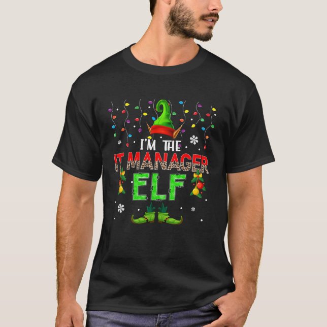 Camiseta I m The IT Manager Elf Xmas Leopard Elf Costume  F (Frente)