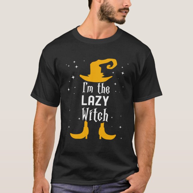 Camiseta I m The Lazy Witch Matching Halloween Family Group (Frente)