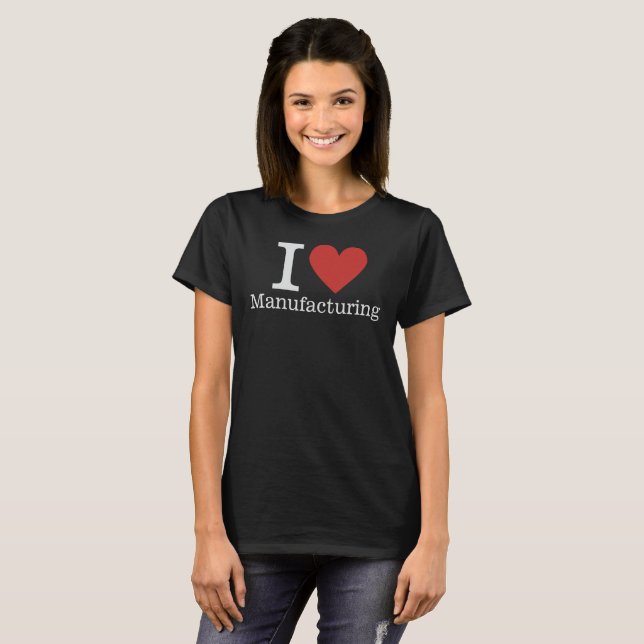 Camiseta I ❤️ Manufatura para Funcionários CLIENTES Mulhere (Frente Completa)