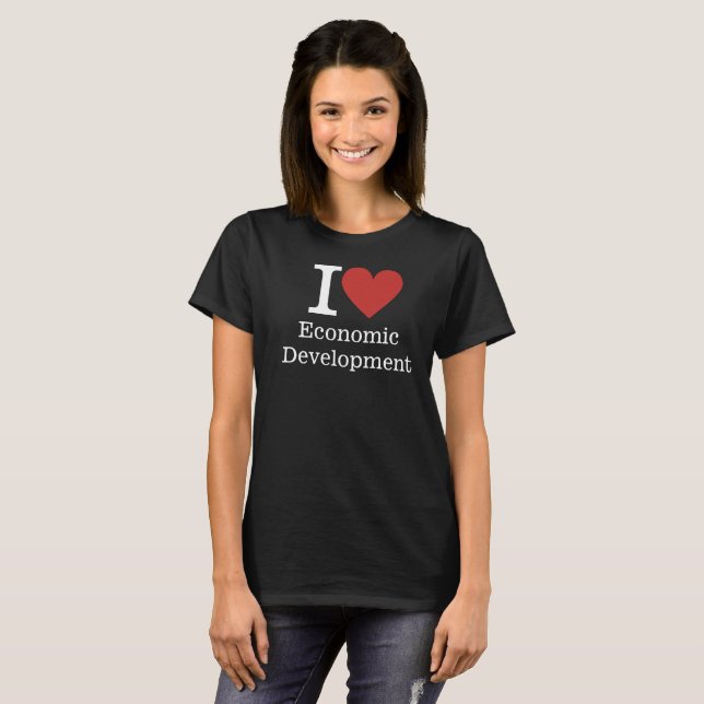 Camiseta I ❤️ Mulheres Funcionarios de Desenvolvimento Econ (Frente Completa)