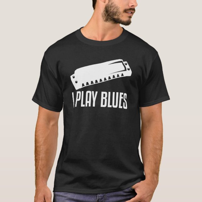 Camiseta I Play Blues Harmonica Player (Frente)