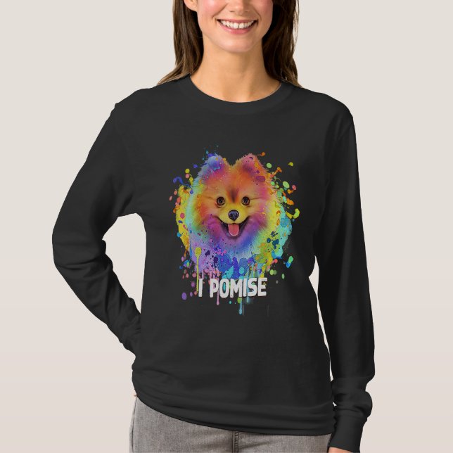 Camiseta I Pomise Pomeranian  Pom Pom Humor Dog Theme Dog (Frente)