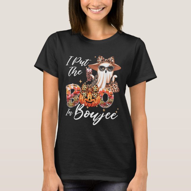 Camiseta I Put The Boo In Boujee Cute Leopard Boujie Ghost  (Frente)