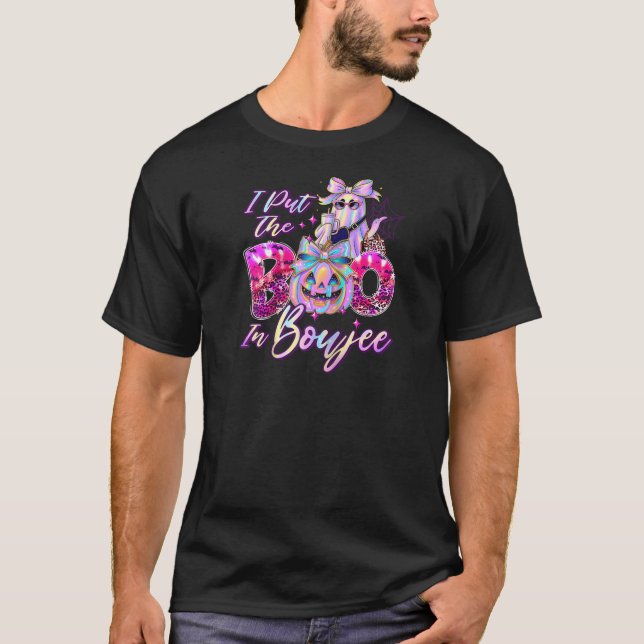 Camiseta I Put The Boo in Boujee Cute Leopard Boujie Ghost  (Frente)
