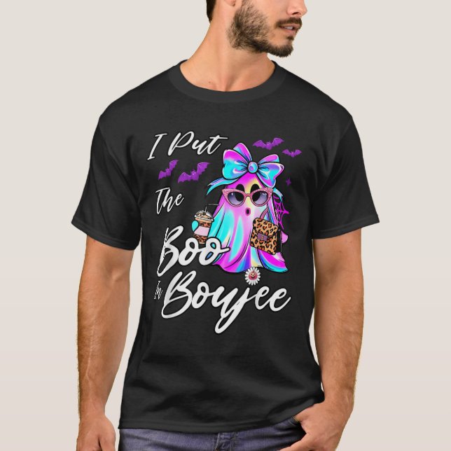 Camiseta I Put The Boo In Boujee Funny Leopard Boujie Ghost (Frente)