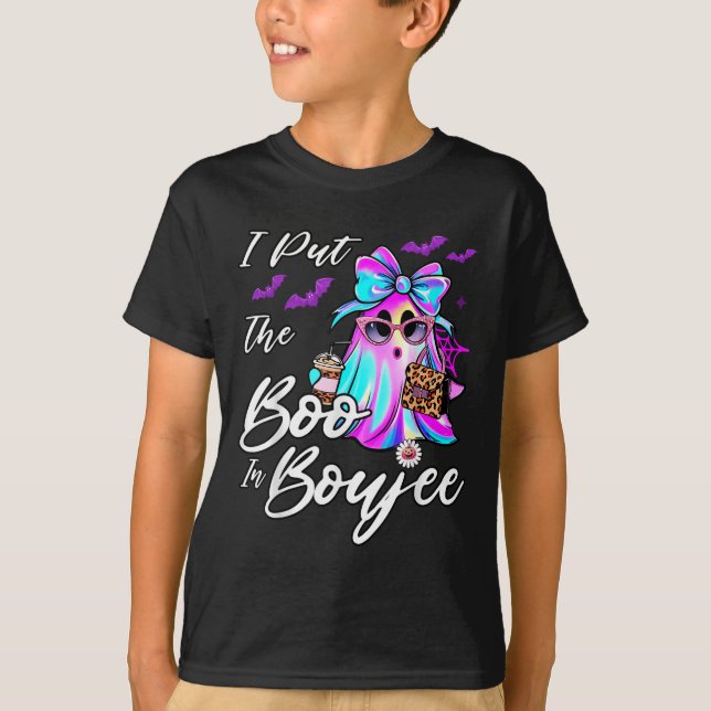Camiseta I Put The Boo In Boujee Funny Leopard Boujie Ghost (Frente)