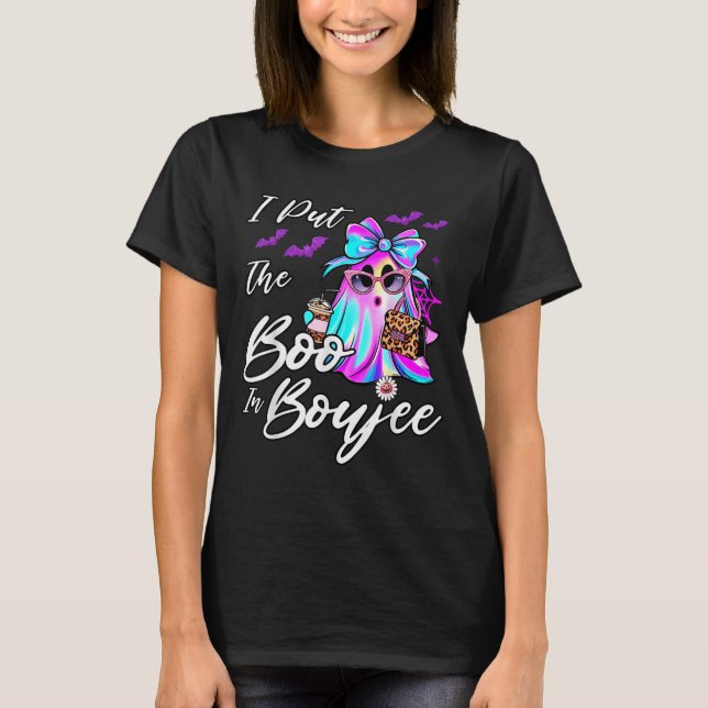 Camiseta I Put The Boo In Boujee Funny Leopard Boujie Ghost (Frente)