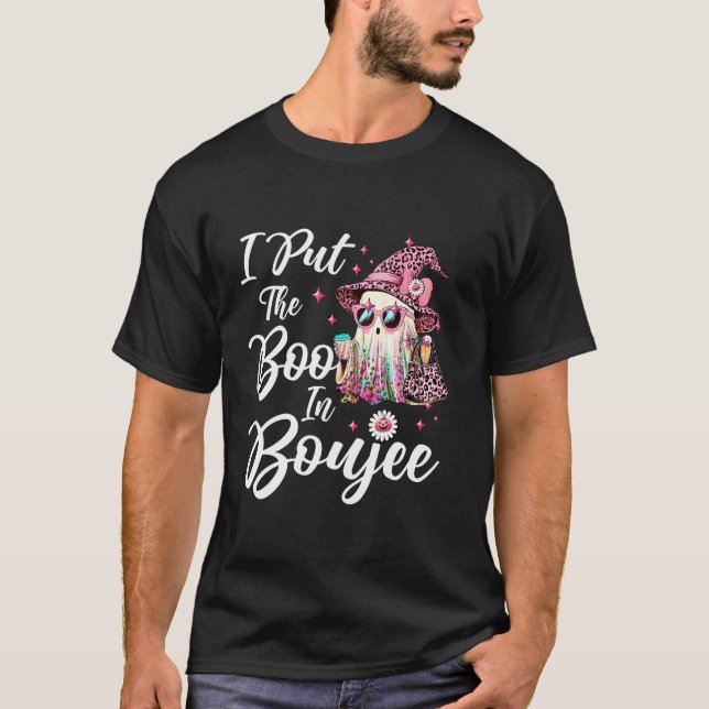 Camiseta I Put The Boo in Boujee Ghost Funny Pink Leopard H (Frente)