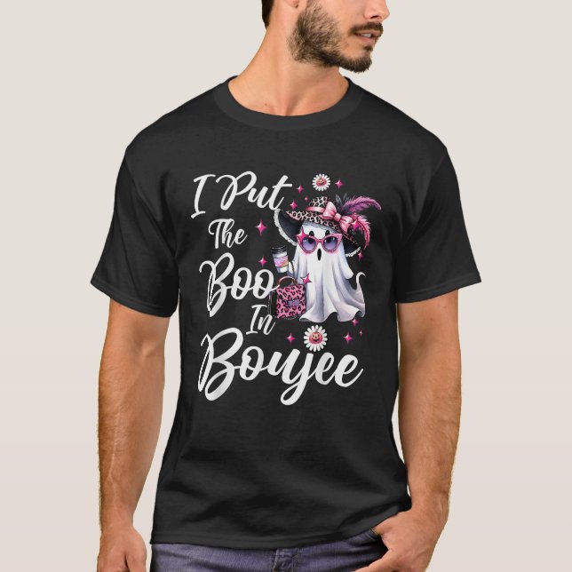 Camiseta I Put The Boo in Boujee Ghost Funny Pink Leopard H (Frente)
