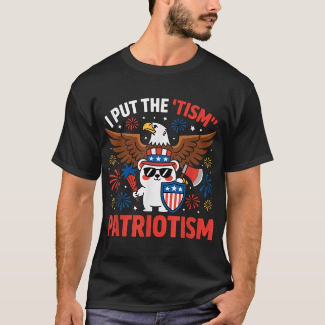 Camiseta I Put The Tism In Patriotism Athletic Eagle  (Frente)