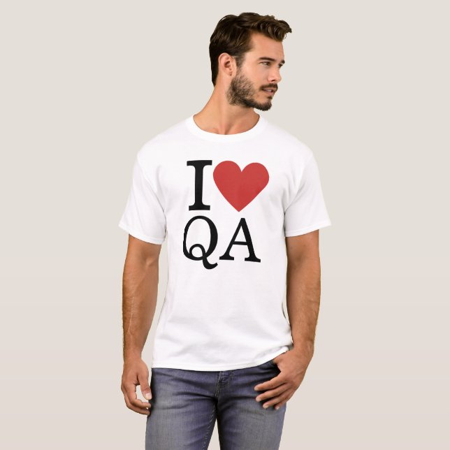 Camiseta I ❤️ QA para funcionários PERSONALIZADOS (Frente Completa)
