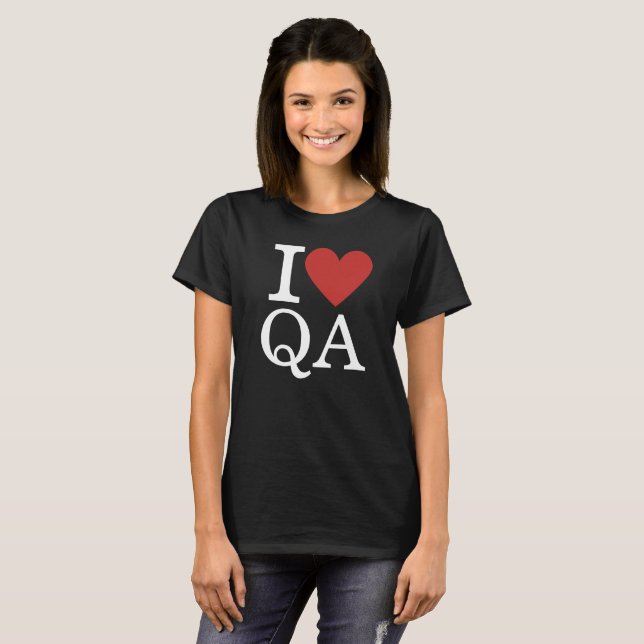 Camiseta I ❤️ QA para funcionários PERSONALIZADOS (Frente Completa)