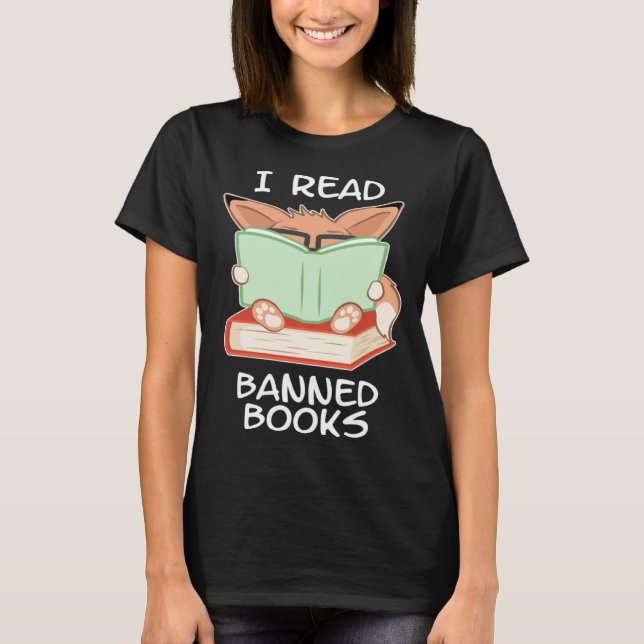 Camiseta I read banned books nerd fox (Frente)