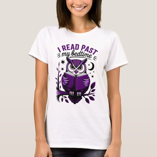 Camiseta I Read Past My Bedtime Funny Owl Book Lover (Frente)