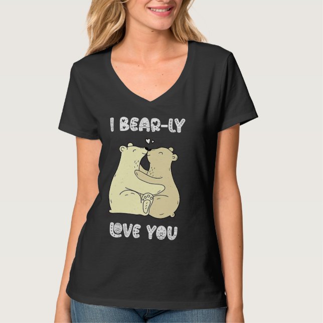 Camiseta I Really Love You Cute Lovely Bears Romantic Valen (Frente)